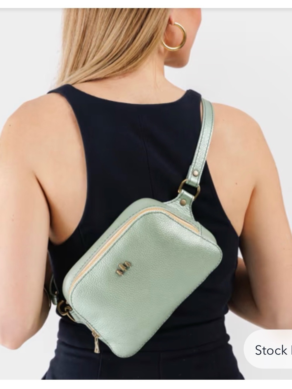 Portland Leather Green Pebbled Crossbody Pouch- Unicorn Beetle Green